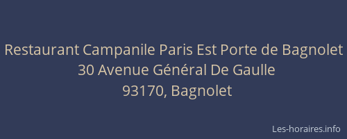 Restaurant Campanile Paris Est Porte de Bagnolet