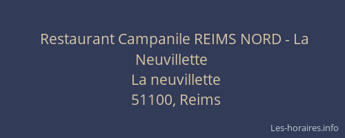 Restaurant Campanile REIMS NORD - La Neuvillette