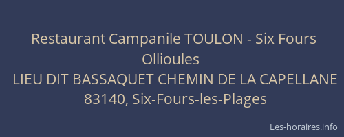 Restaurant Campanile TOULON - Six Fours Ollioules