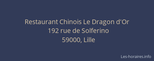 Restaurant Chinois Le Dragon d'Or