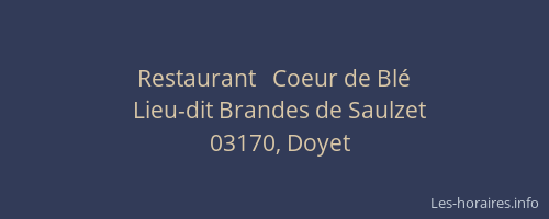 Restaurant   Coeur de Blé