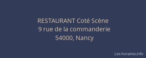 RESTAURANT Coté Scène