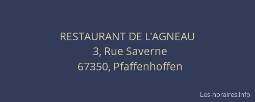 RESTAURANT DE L'AGNEAU