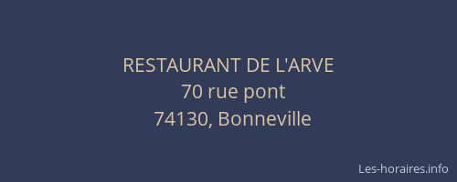 RESTAURANT DE L'ARVE