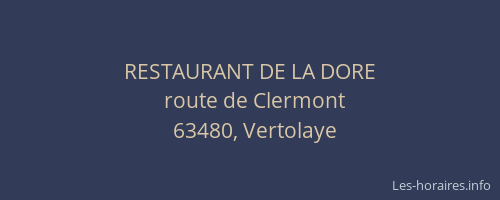 RESTAURANT DE LA DORE