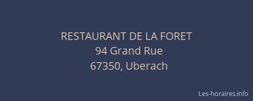RESTAURANT DE LA FORET