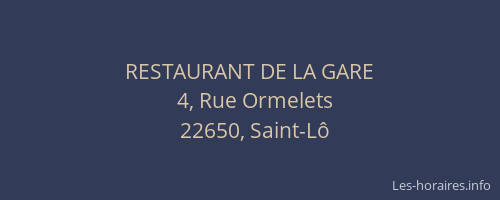 RESTAURANT DE LA GARE