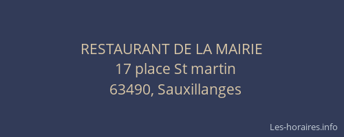 RESTAURANT DE LA MAIRIE