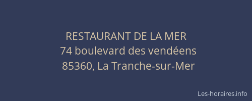 RESTAURANT DE LA MER