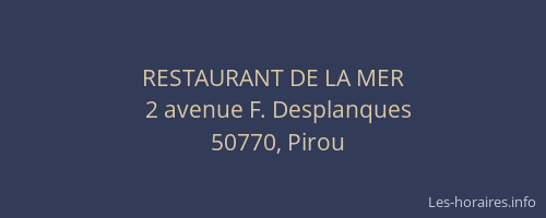 RESTAURANT DE LA MER