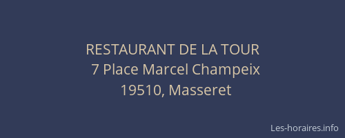 RESTAURANT DE LA TOUR