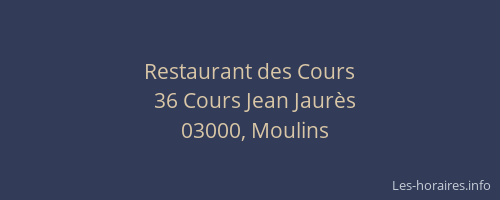 Restaurant des Cours