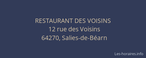 RESTAURANT DES VOISINS