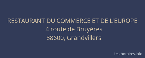 RESTAURANT DU COMMERCE ET DE L'EUROPE