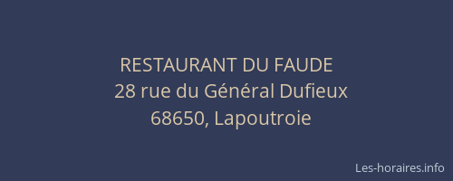 RESTAURANT DU FAUDE
