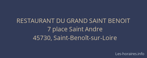 RESTAURANT DU GRAND SAINT BENOIT