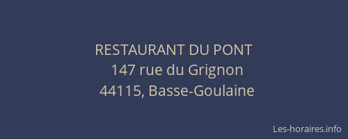RESTAURANT DU PONT