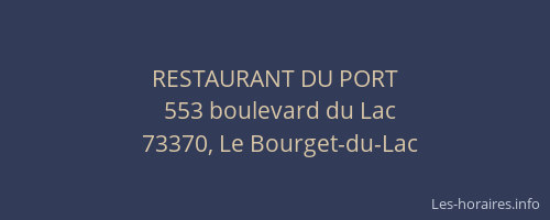 RESTAURANT DU PORT