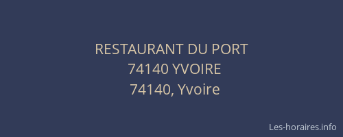 RESTAURANT DU PORT