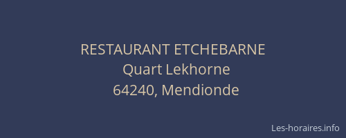 RESTAURANT ETCHEBARNE