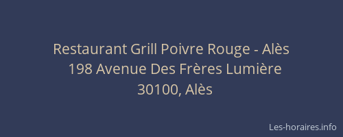 Restaurant Grill Poivre Rouge - Al&egrave;s