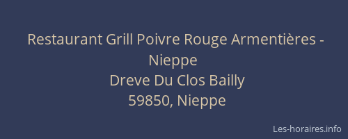 Restaurant Grill Poivre Rouge Armentières - Nieppe