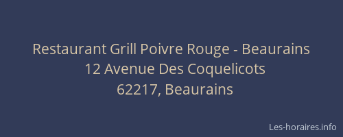 Restaurant Grill Poivre Rouge - Beaurains
