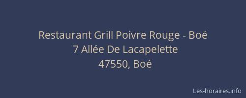 Restaurant Grill Poivre Rouge - Bo&eacute;