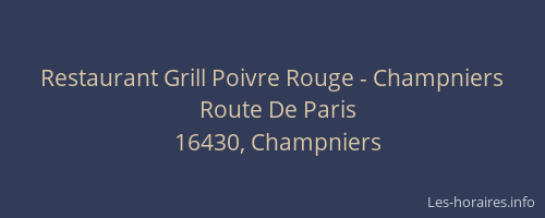 Restaurant Grill Poivre Rouge - Champniers