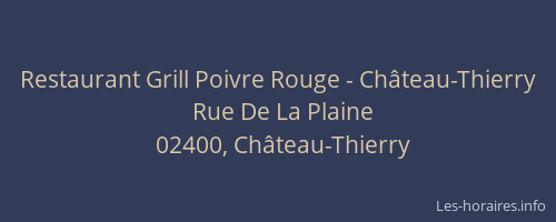 Restaurant Grill Poivre Rouge - Château-Thierry