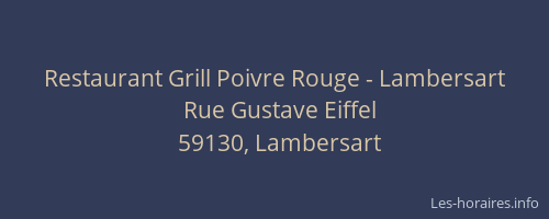 Restaurant Grill Poivre Rouge - Lambersart