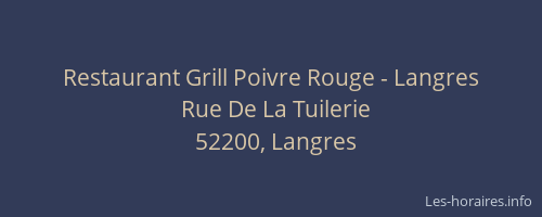 Restaurant Grill Poivre Rouge - Langres
