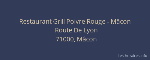 Restaurant Grill Poivre Rouge - Mâcon