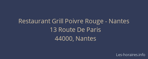 Restaurant Grill Poivre Rouge - Nantes