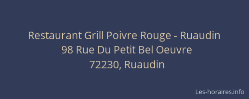 Restaurant Grill Poivre Rouge - Ruaudin