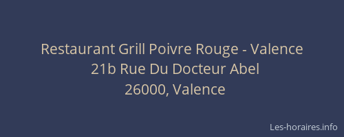 Restaurant Grill Poivre Rouge - Valence