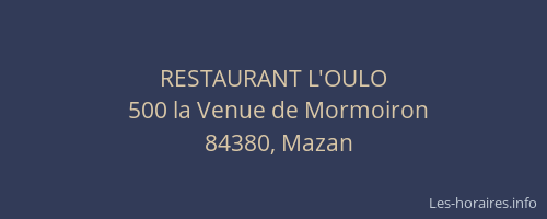 RESTAURANT L'OULO