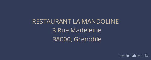 RESTAURANT LA MANDOLINE