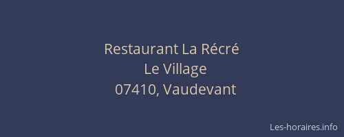 Restaurant La Récré