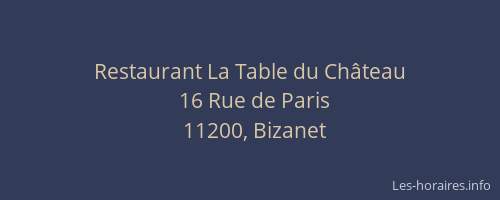 Restaurant La Table du Château