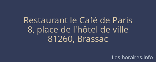 Restaurant le Café de Paris