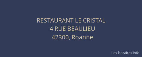 RESTAURANT LE CRISTAL