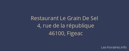 Restaurant Le Grain De Sel