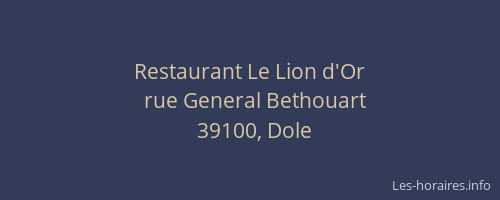 Restaurant Le Lion d'Or