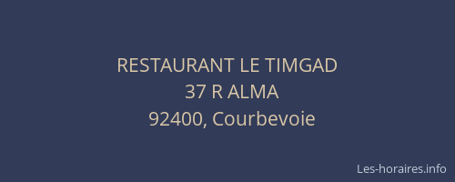 RESTAURANT LE TIMGAD