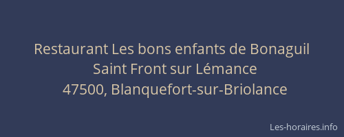 Restaurant Les bons enfants de Bonaguil