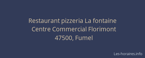Restaurant pizzeria La fontaine