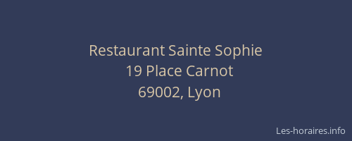 Restaurant Sainte Sophie