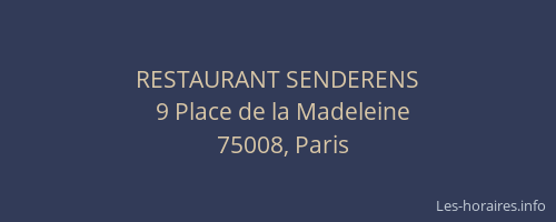 RESTAURANT SENDERENS