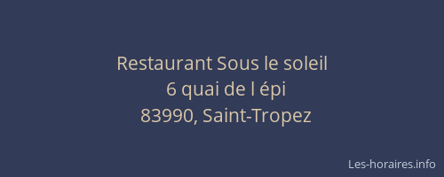 Restaurant Sous le soleil
